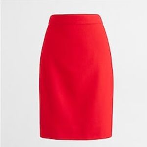 J Crew Red Wool Pencil Skirt